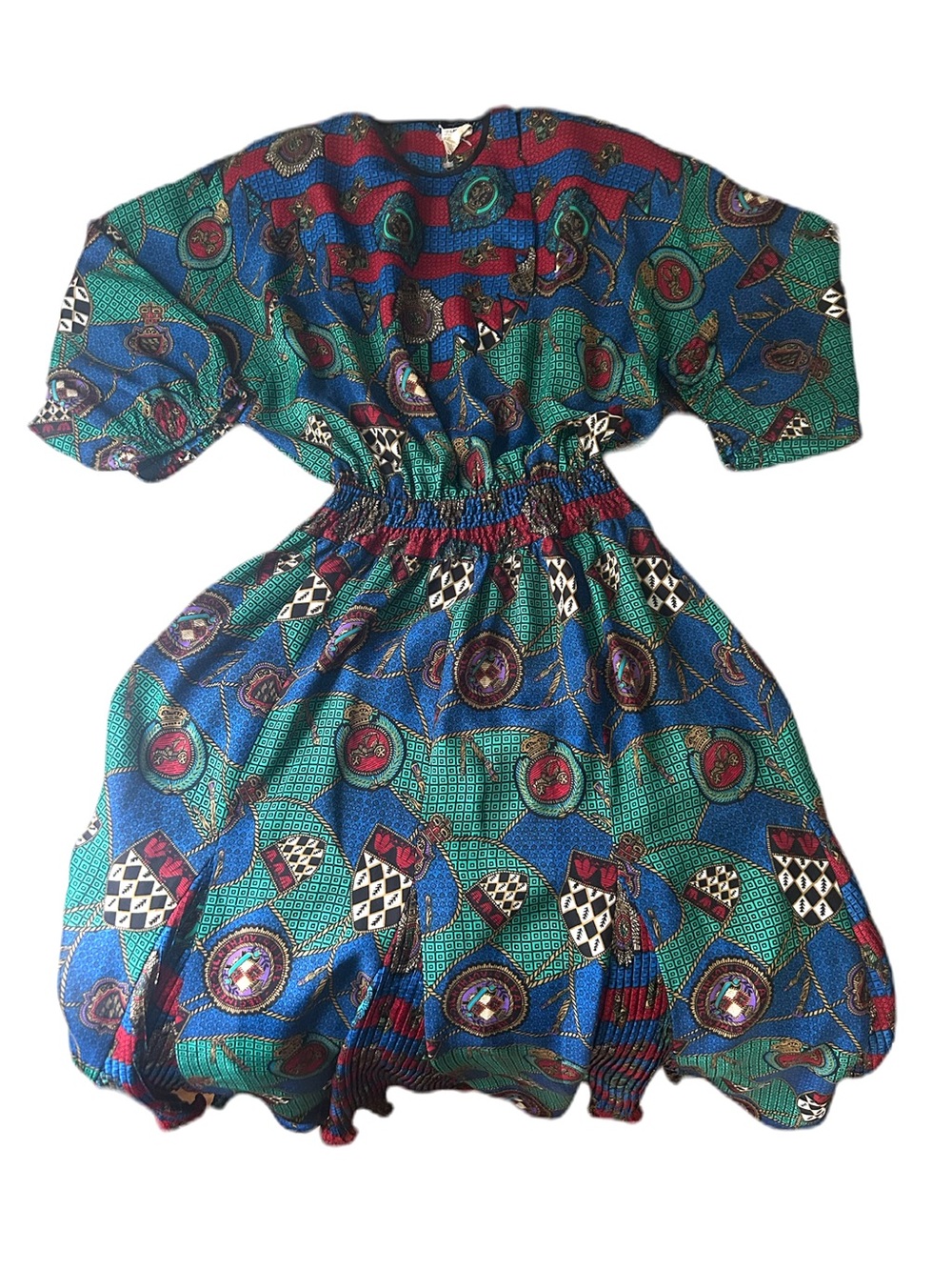 diane freis vintage midi women’s dress multicolor 1980s
